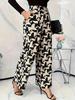 Geometric Print Wide-Leg Pants