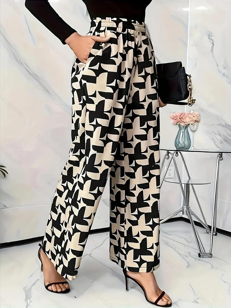 Geometric Print Wide-Leg Pants