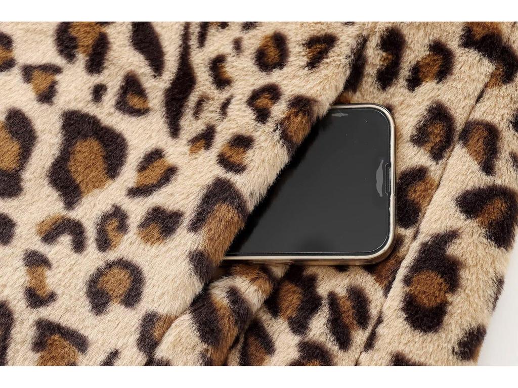 2024 Fall/Winter Faux Fur Leopard Print Mid-Length Coat