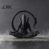 Matte Metal Texture Alien 3D Printed Figurine, Zen Meditation Detailed Model Desktop Ornament, Collectible Sculptures for Sci-fi Fans Modern Art Piece