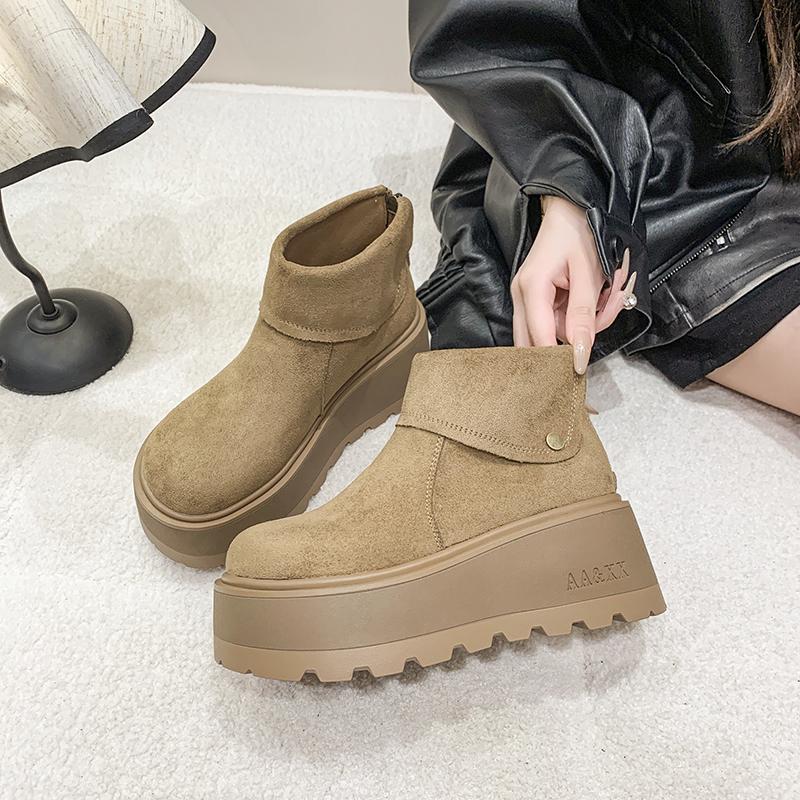 Fashion Women's Snow Boots 2025 Autumn New Thick Sole Heightening Suede Birken Boots Women's Shoes)