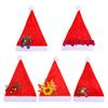 Santa klobouk pro dospělé Plyšový červený sametový Santa klobouk s mašlí/slunečnicí/zvonkem/sněhovou vločkou dekorací pro vánoční večírek dárek