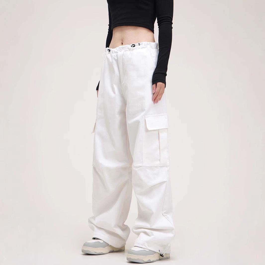 

Women s Retro Paratrooper Pocket Overalls: Trendy, Loose, Wide-Leg Casual Pants M сірий колір
