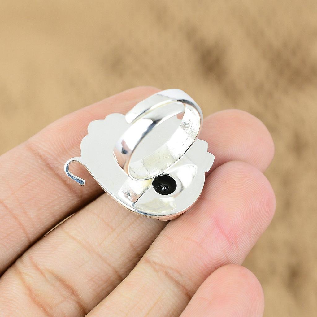 925 Sterling Silver Oval Tanzanite Quartz Gemstone Flower Unique Promise Ring