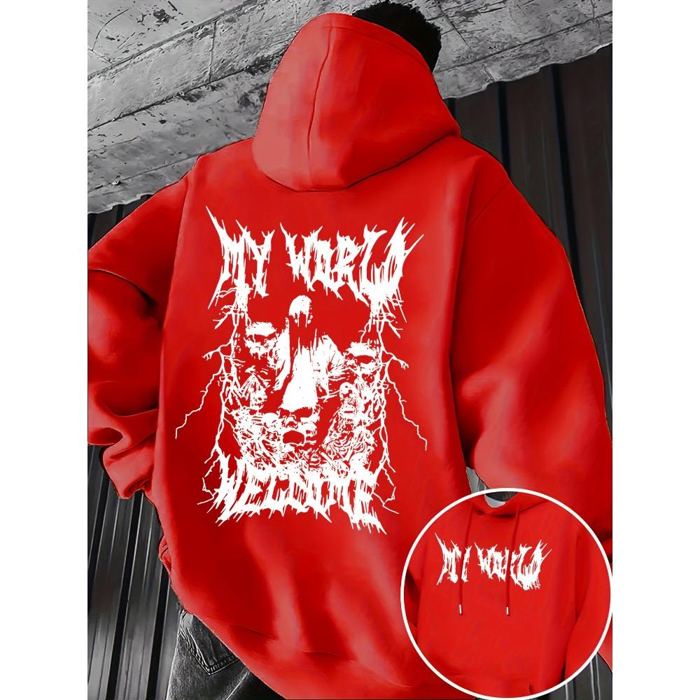 Men's Autumn and Winter Fashionable Printed Hooded Sweatshirt with Letter Patterns Printed on Both Sides, Casual Hooded Sweatshirt