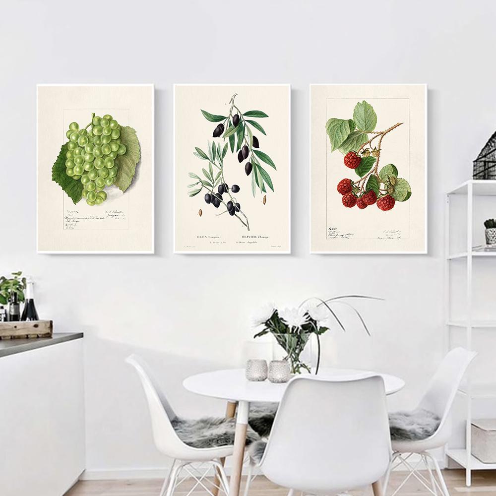 Vintage Retro Fruit Poster Avocado Strawberry Scandinavian Canvas Painting Wall Art Pictures Prints for Kitchen Room Decor