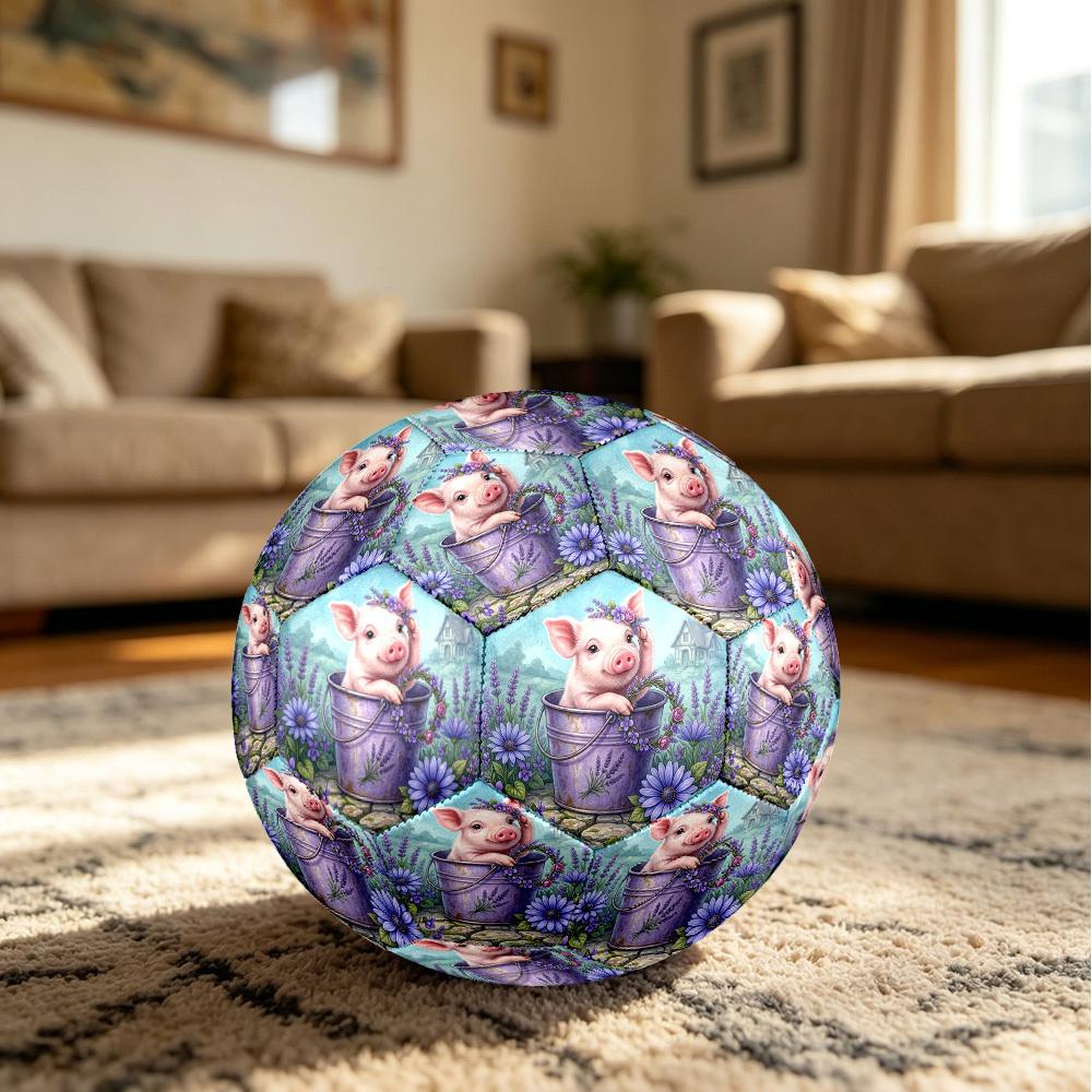 1pc Pig Lavender Bucket Durable Size 5 Soccer Ball Professional Match Training Football Indoor &Outdoor Sports Ball p60137