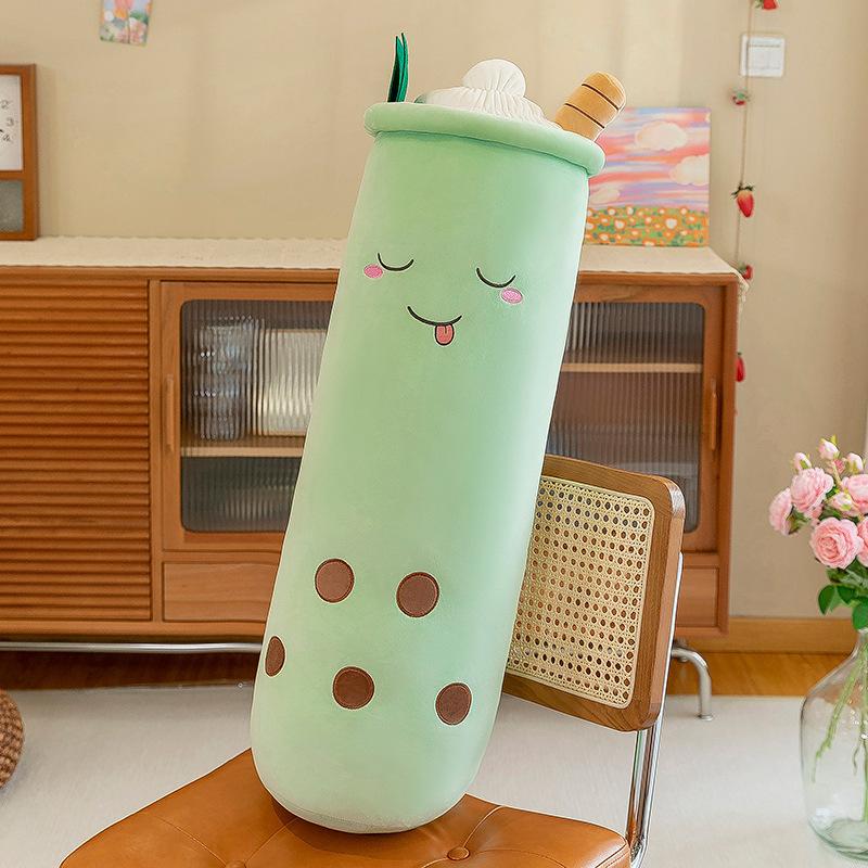 Large Cute Fruit Milk Tea Cup Long Throw Pillow Plush Toy Milk Tea Cup Shape Plush Toy Sleeping Pillow