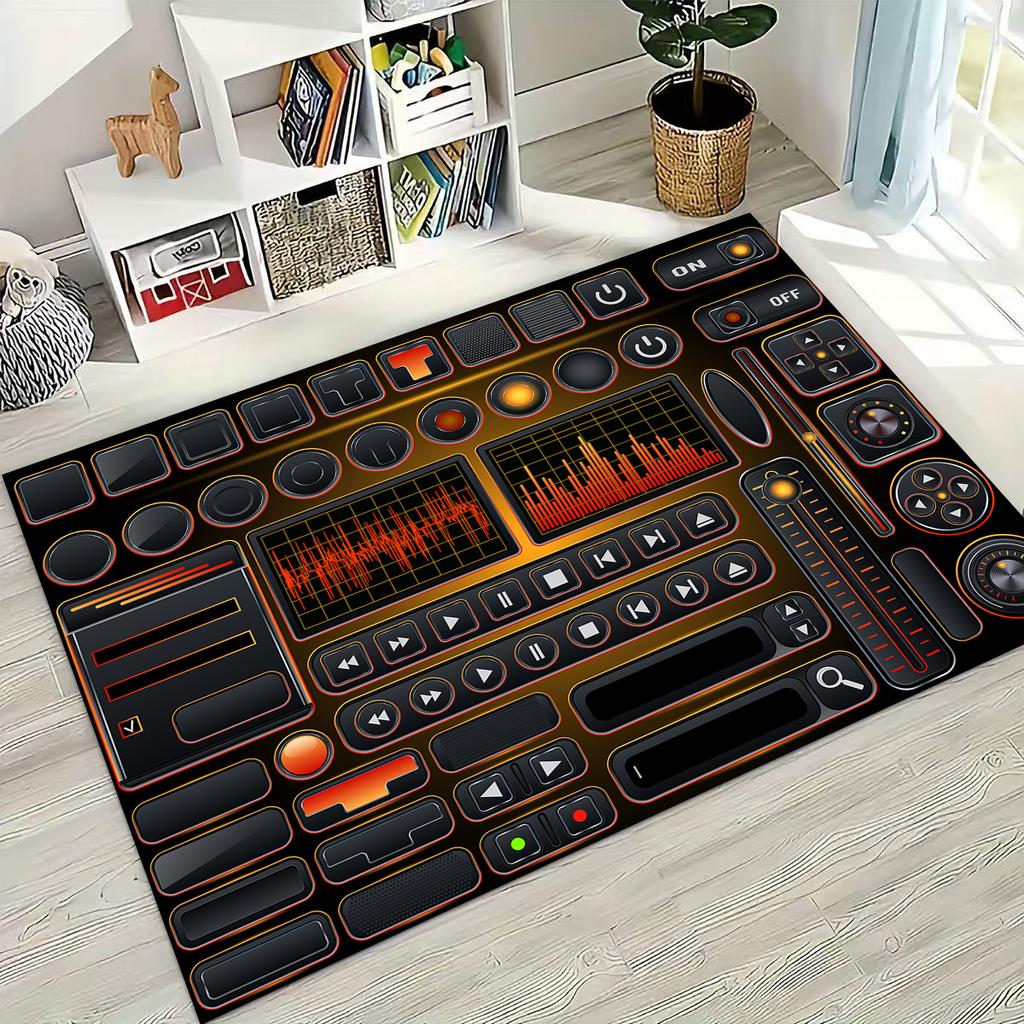 Schallplatte Musik DJ Bildschirm Band Teppich für Wohnzimmer Sofa Schlafzimmer Haus Fußmatte Dekor,Große Kinder Spiel Rutschfeste Bodenmatte