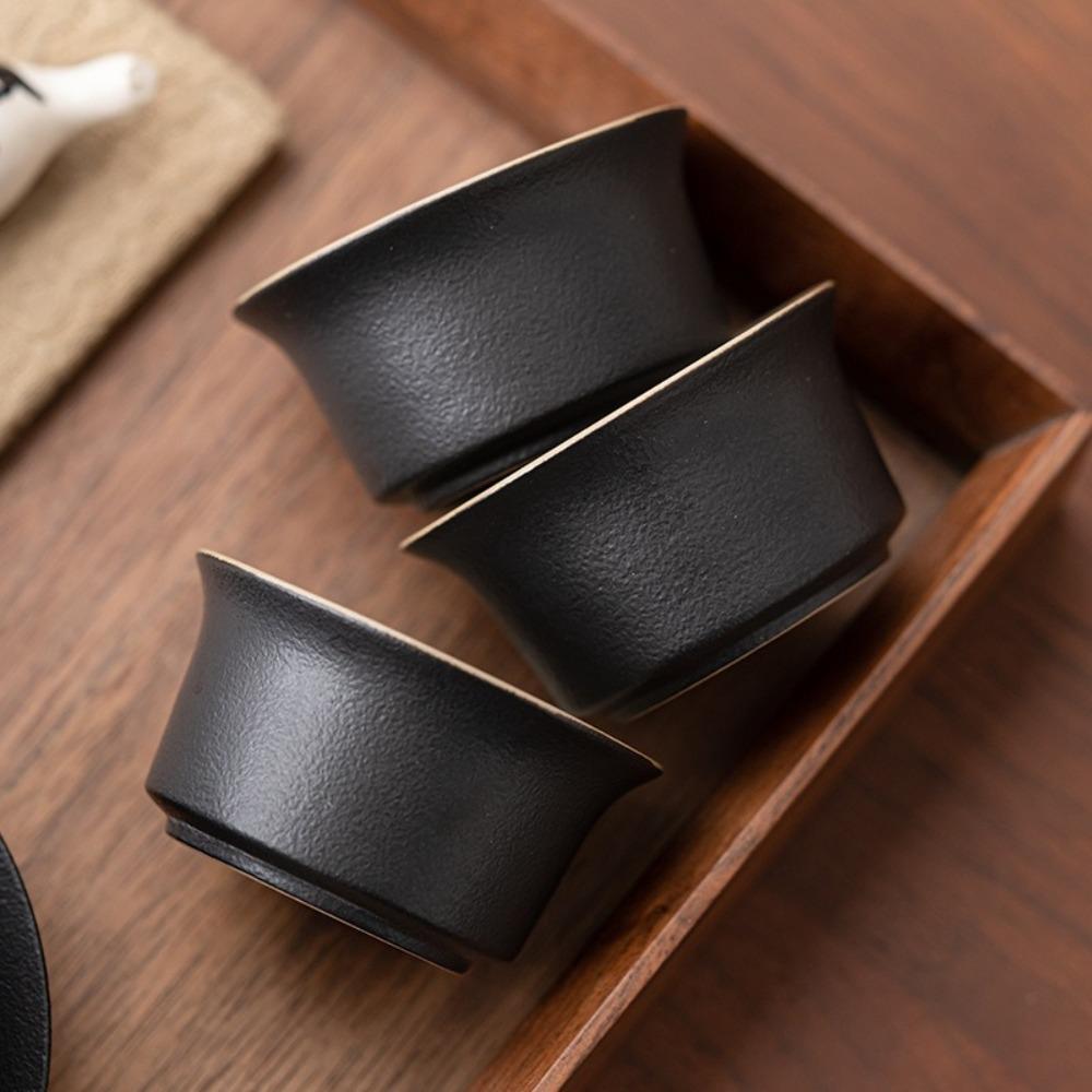 6PCS Black Tea Cup Heat-resistant Single Cup Household Tea Bowl  Home