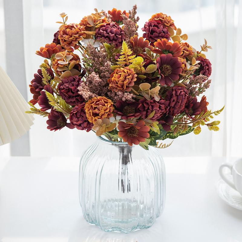 Artificial Flowers Silk Lilac Daisy Bouquet Wedding Home Brial Craft Diy Gift boxFestival Outdoor Indoor Scrapbooking Fake props