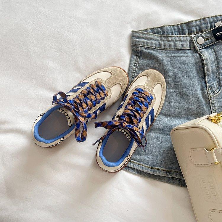 Fashion Genuine Leather Retro Shoes for Women 2024 New Breathable Flat-soled Sports and Casual Lace-up Sneakers with Trendy Shoes