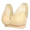 Plus Size Lace Front Zipper Wirefree Bra – Soft Cotton Cup for Middle-Aged & Elderly Women
