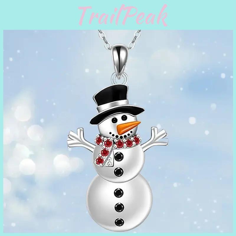Doll Shaped Cute Christmas Necklace With Rhinestone Alloy Chain For Holiday Wear