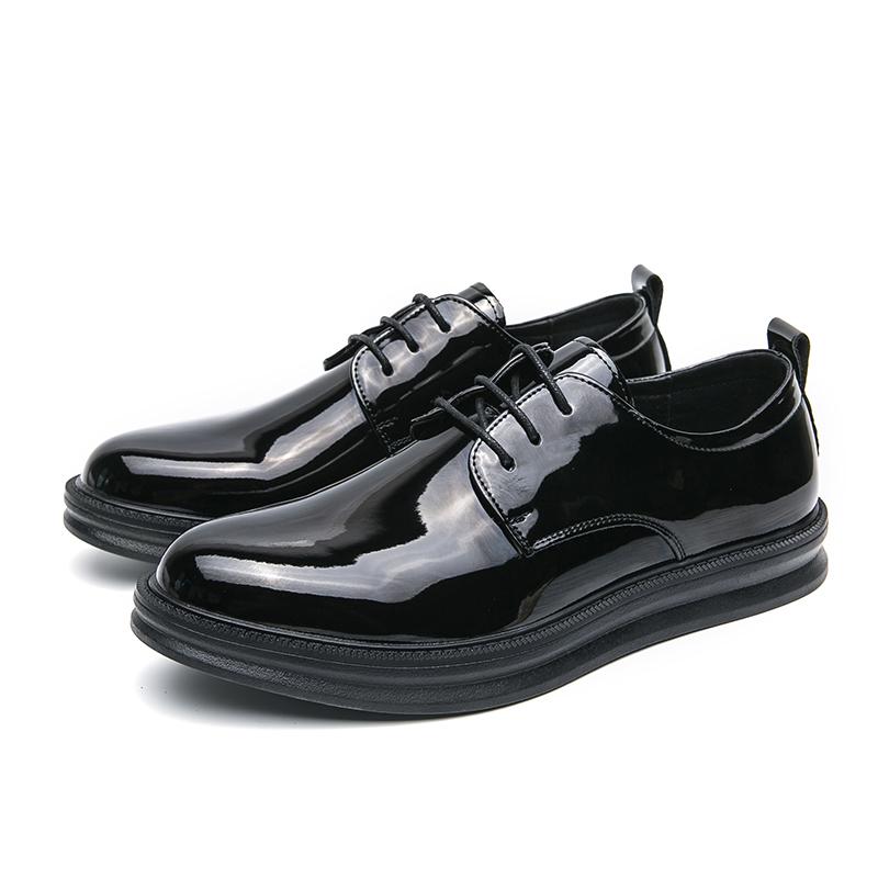 Men’s White Derbys Dress Formal Business Patent Leather Shoes Men Gentleman Style Tuxedo Wedding Blazers Saddle Shoes Contrast StitchingLarge Size