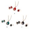 Vintage Strass Halskette Ohrringe Schmucksets Kristall Wassertropfen Anhänger