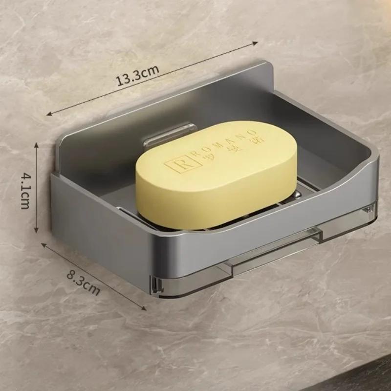 

Soap Box Wall Mounted Soap Rack With Hooks Bathroom Draining Soap Mesh No Drilling Soap Dishes Household Drainage Storage Rack