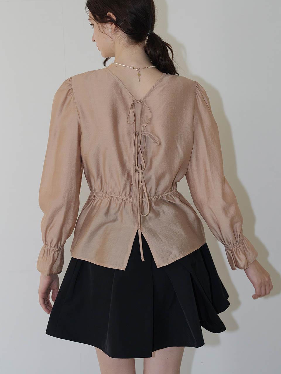 Rotre Domin Ella Ribbon Gold Beige Blouse Gold Beige/S