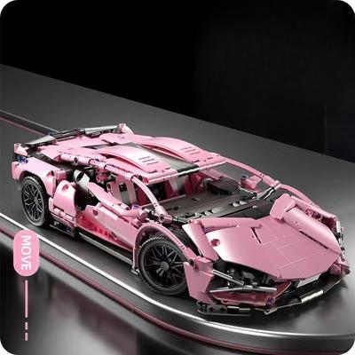 1:14 lila Technic Super Sport Auto Fahrzeug Bausteine Racing Ziegel Spielzeug für Kinder Mädchen Neujahr Geburtstagsgeschenke