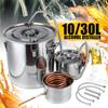 Stainless Steel Distiller Moonshine Alcohol Copper DIY Water Wine Essential Oil Brewing Kit 10L/30L Home New