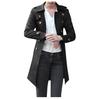 Dames slank windjack met dubbele rij knopen, lange trenchcoat, overjas, uitloper