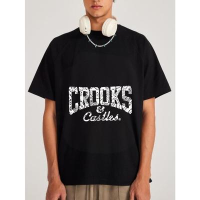 Bílé tričko Crooks and Castles s potiskem loga pro běžné nošení
