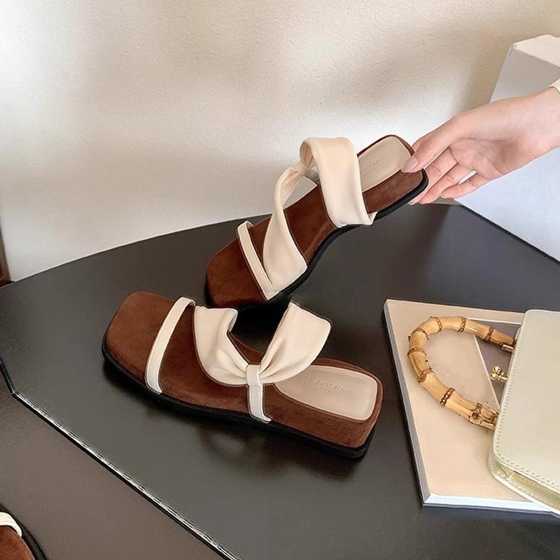 Two Wear Drag Square Head Increased Thick Soled Beach Vacation Slippers Women's Sandals Can Be Worn Outside In Summer