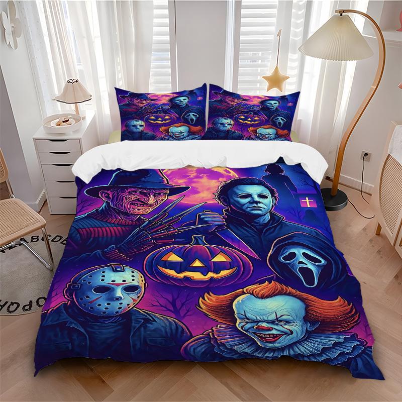 3pcs Horror Icons Bedding Set. Soft and Comfortable with No Core Included (1x Duvet Cover + 2x Pillow Covers) yy251031056