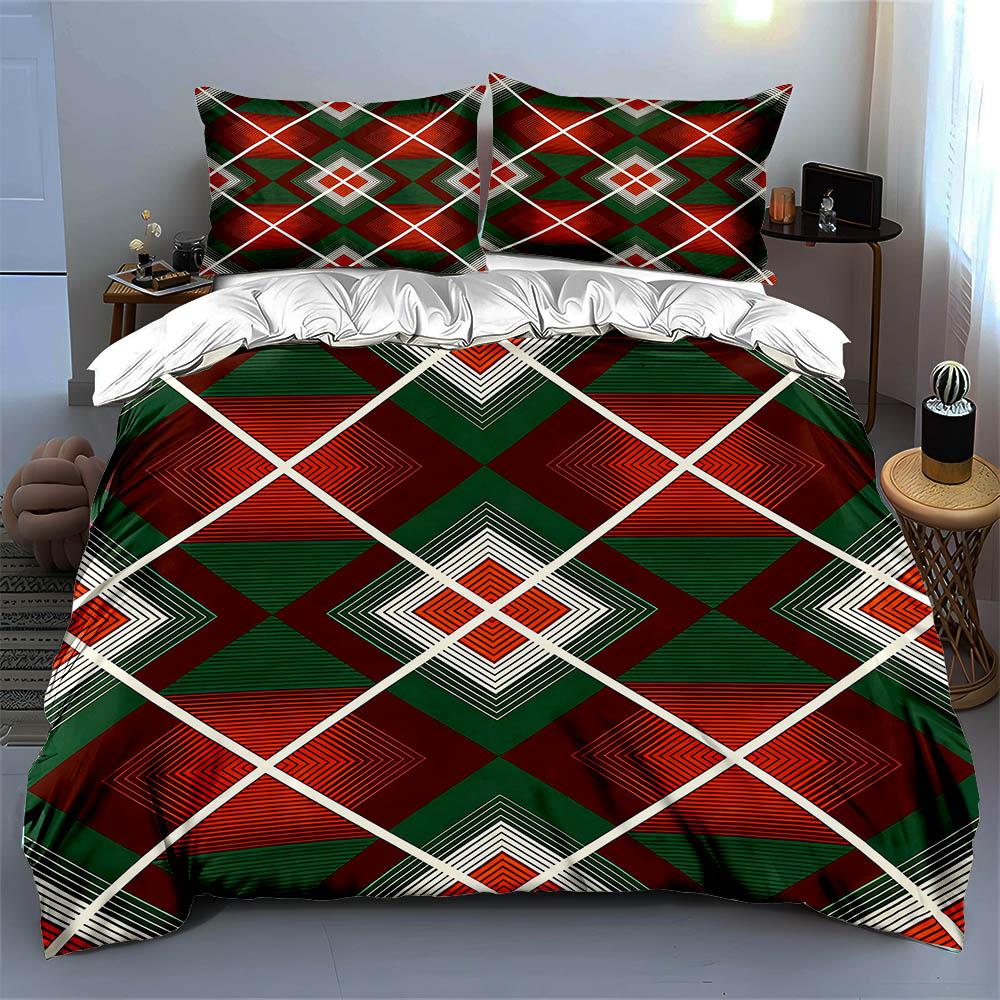 Geometrisch, rautenförmig, gestreift. Bettwäsche Bettbezug-Sets Bettbezüge Kissenbezüge Geschenke (1 * Bettbezug 2 * Kissenbezüge, ohne Bettdecke)