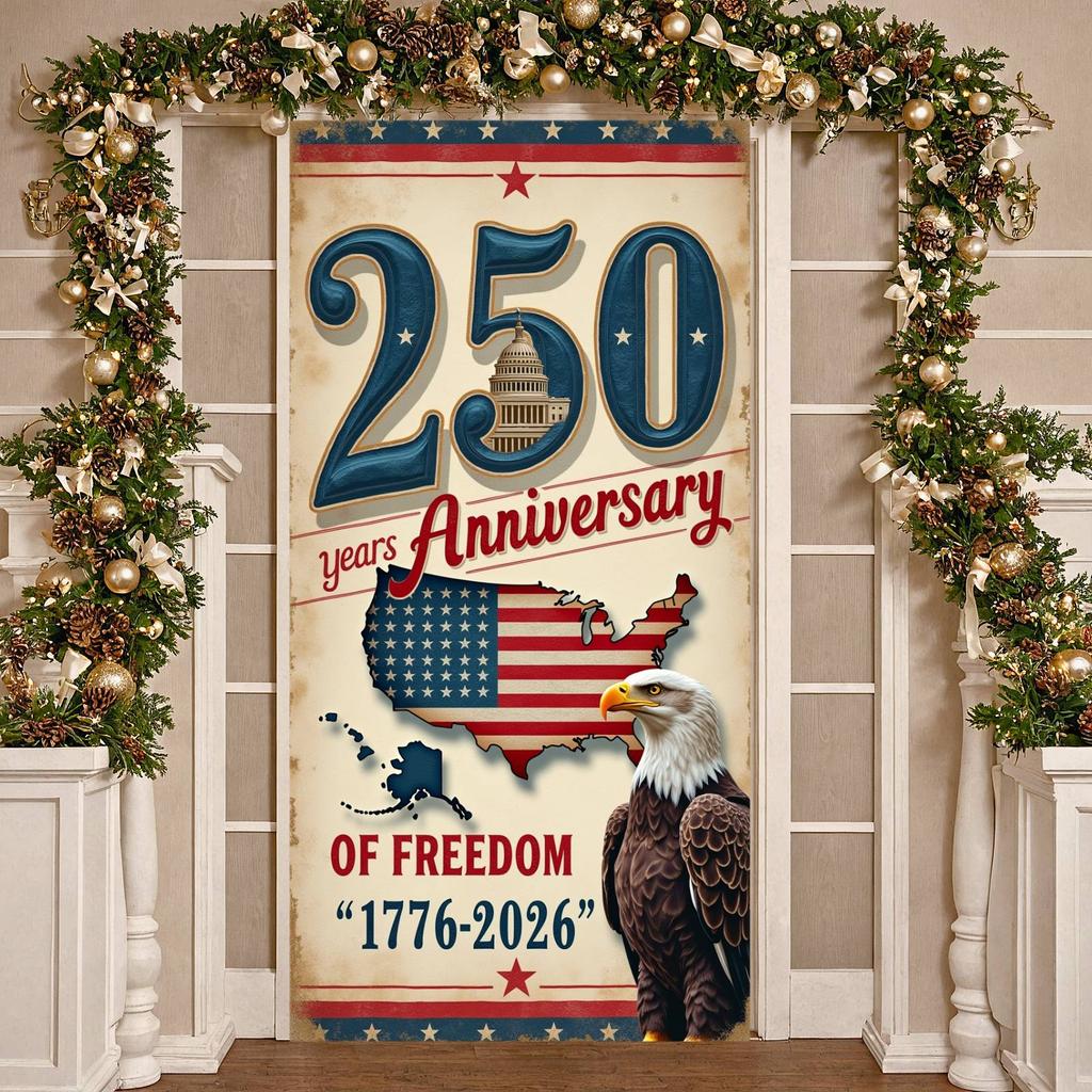 Patriotic Backdrop Vintage  250th Anniversary Banner Patriotic Display Star Decoration Independence Day Banner