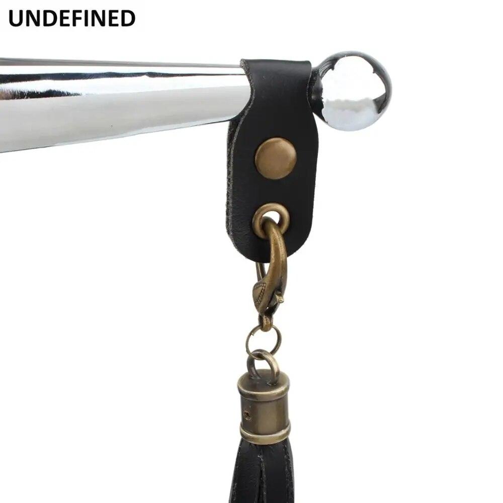 Motorcycle Brake Lever Leather Skull Rivet Fringe Cafe Racer Clutch Lever Grips Cover Tassels for Harley Indian Old School Bike