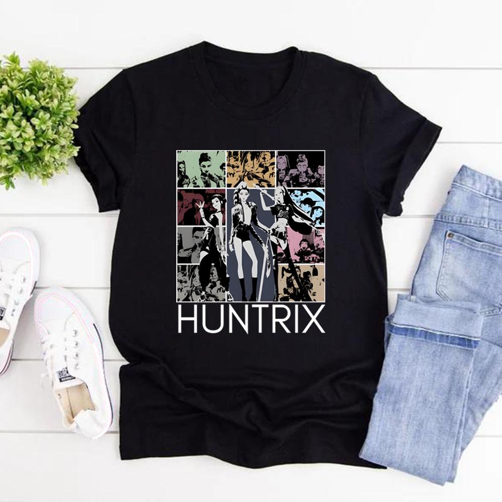 Kpop Demon Hunters T-Shirt Huntrix Girl Band T Shirt Women Short Sleeve Graphic T Shirts Kpop Streetwear Tops Huntrix Fan Gift