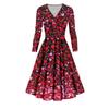 Women's Fashion Casual Valentine's Day Printed Long Sleeve V-Neck Sexy Dresses
