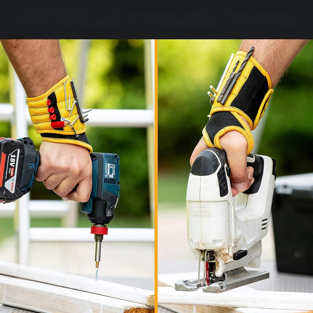 Strong Magnetic Wrist Strap for Men, Adjustable Versatile Tool Wristband with Magnetic Adhesion for Holding Screws