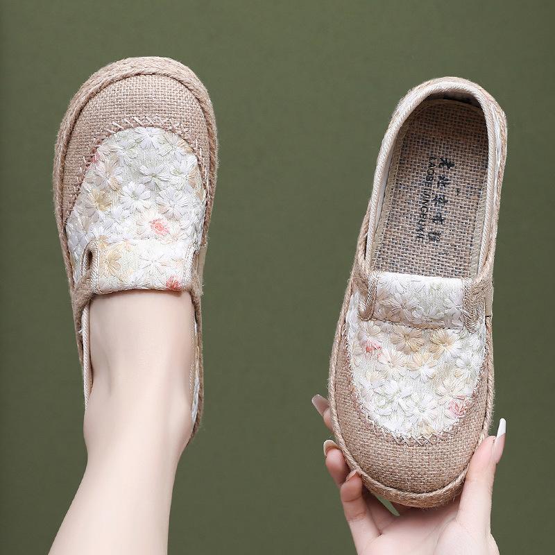 Shoes Women's Spring New Linen Shoes One Pedal Breathable Casual Shoes