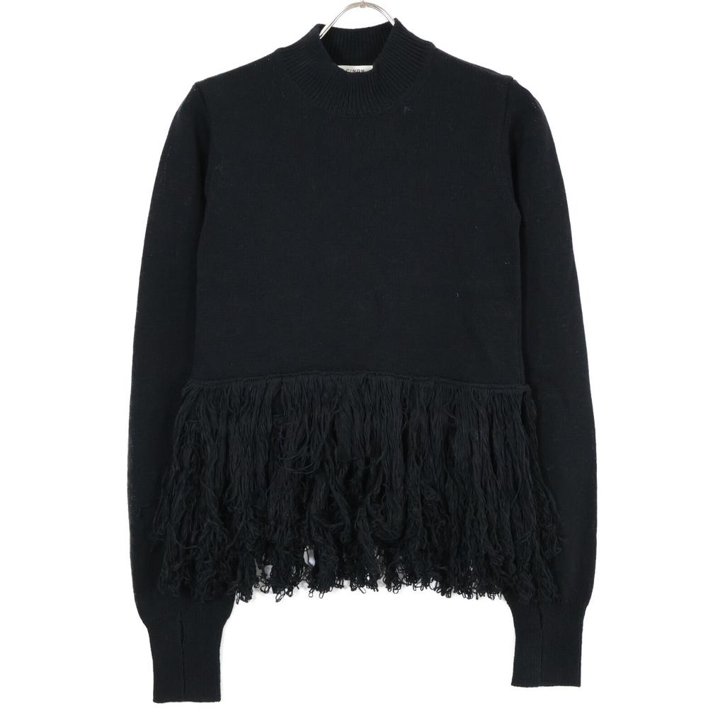 CINOH [Good Condition] 23WKN505 Cotton Fringe Knit Sweater/ tops F blackUsed