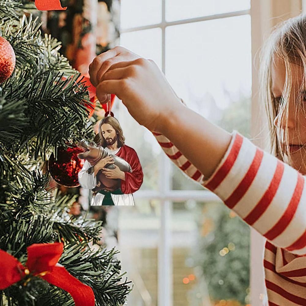 Cartoon Moo Deng Hanging Pendant Mini Hippo Christmas Tree Decorations  Christmas Ornament Keychain