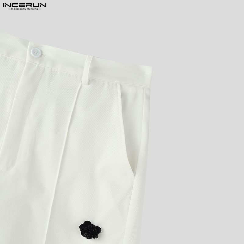 INCERUN Summer Men Zip-up Waist Flowers Casual Loose Shorts Half Pants