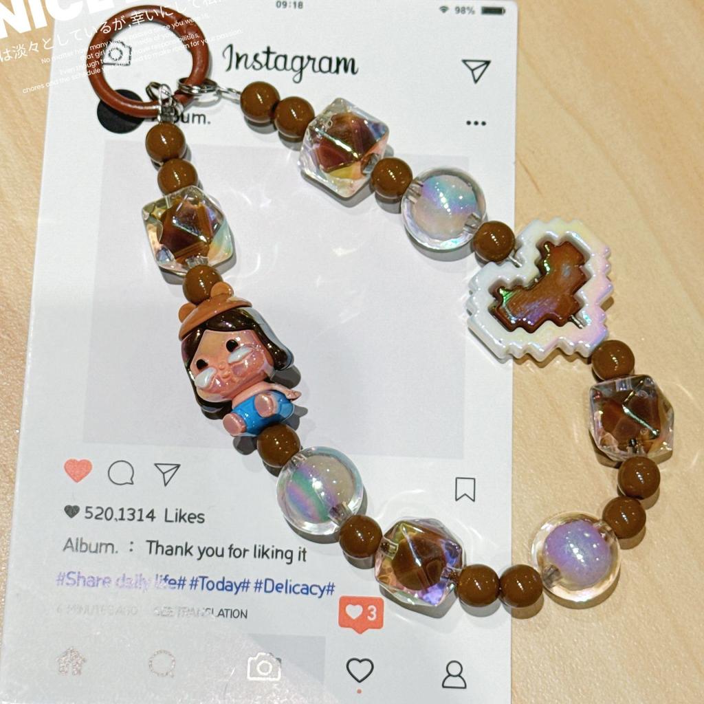 Doll Mobile Phone Chain Pendant POP MART Cute Bead String Keychain Mobile Phone Case Pendant