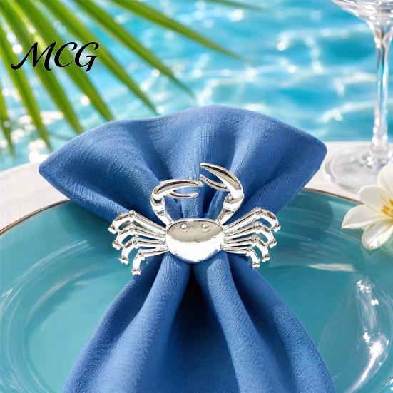 Fade Resistant Napkin Rings Crab Ring, Reusable Metal Holder, Coastal Sea Life Holder for Summer Gatherings Beach House Parties Wedding Decor