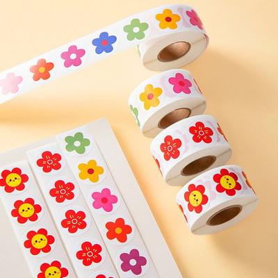 500Pcs/Roll Little Red Flower Kindergarten Stickers Self-adhesive Reward Stickers