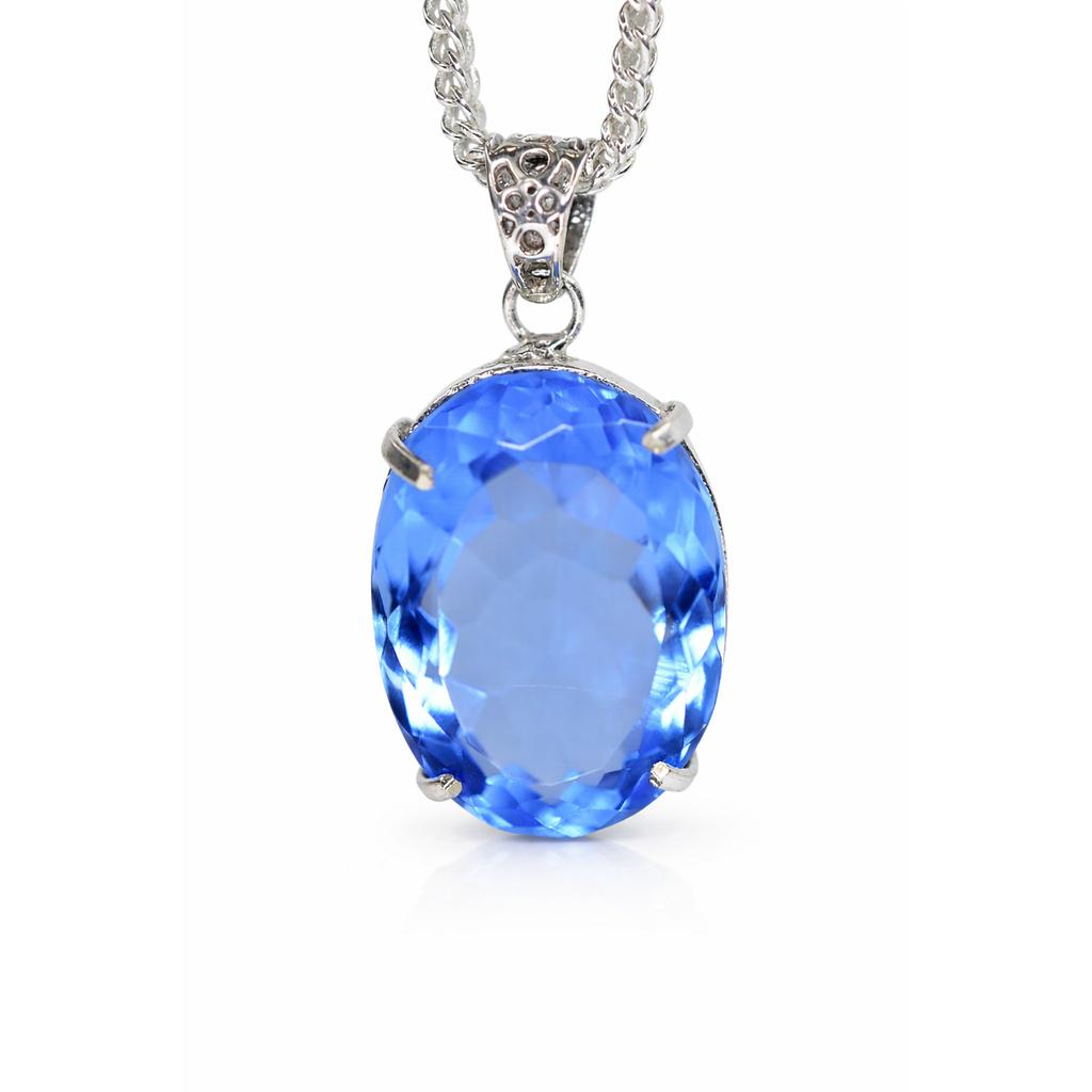 Natural Blue Topaz Pendant Oval In 925 Sterling Silver 99 ct Gift Gemstone Jewelry Gift