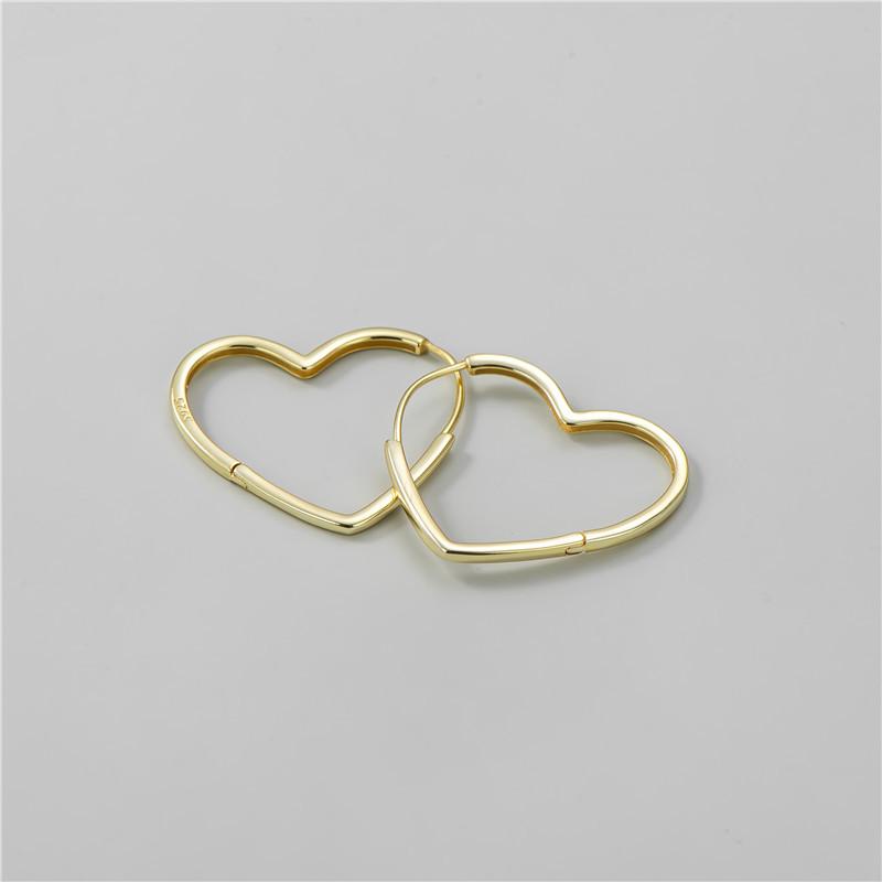 

925 Sterling Silver Korean Heart Design Large Earrings, INS Style Simple Commute Ear Cuffs 925 Sterling Silver золотой