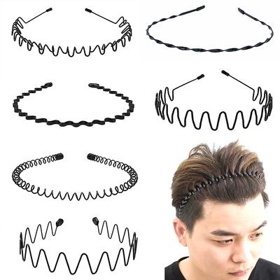 Non-Slip Black Metal Waved Style Sports Hairband Durable Men Women Unisex Hair Band Casual Adult Headwear Boy  Gift