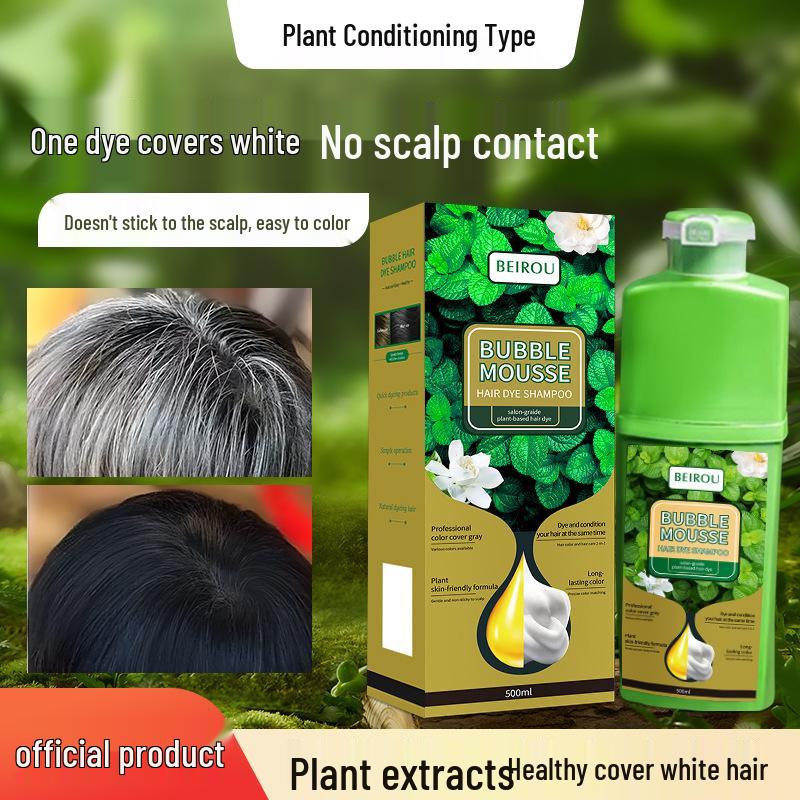 500ML Bubble Green Plant Hair Dye Cream - No Scalp Stains