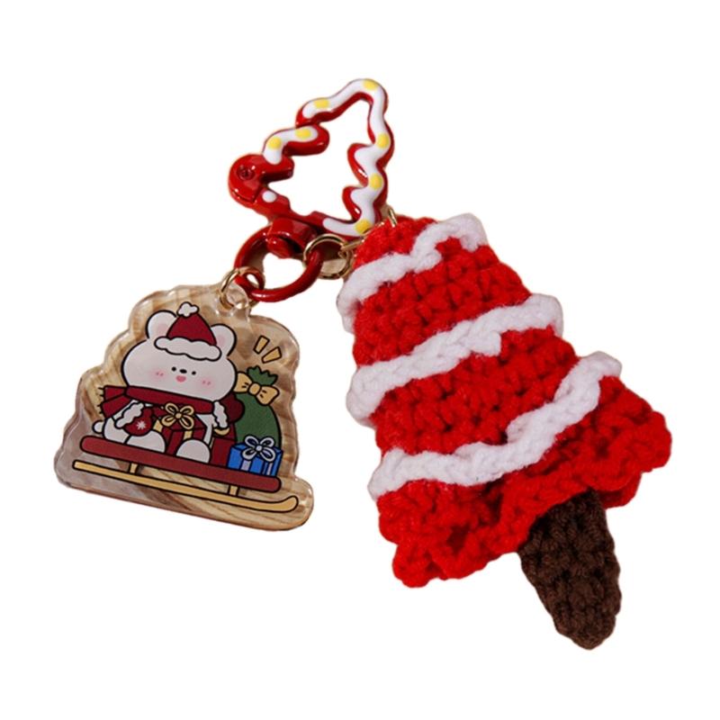 

Handcrafted Christmas Santa Keychain Portable Keychain Pendant Hand Knit Festive Accessory for Christmas Enthusiasts
