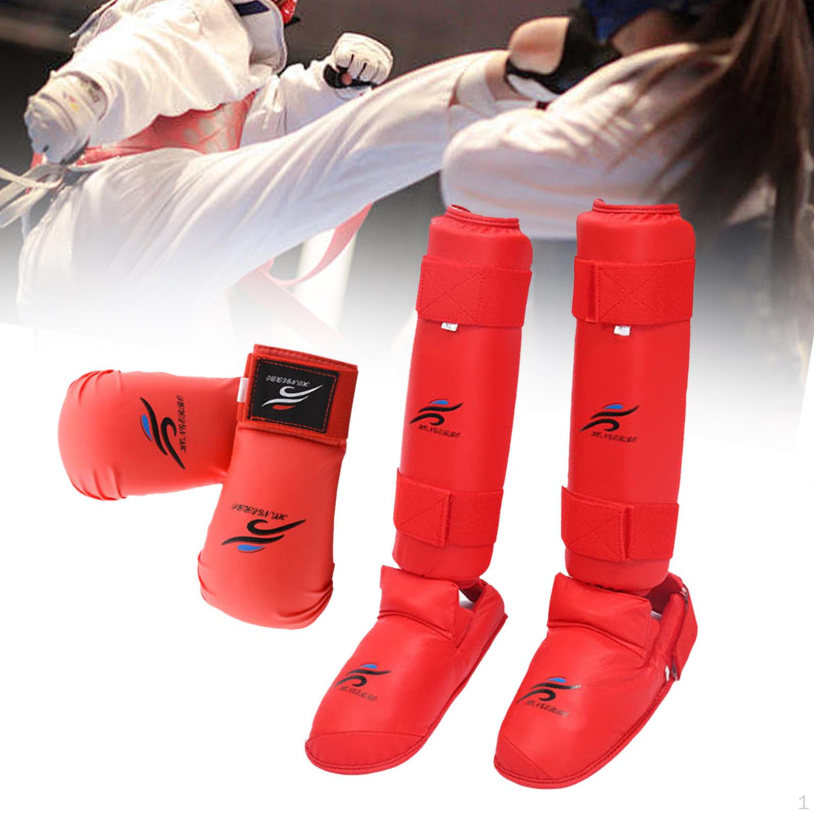 

Боксерские перчатки, щитки для голени, комплект спаррингового снаряжения для тхэквондо, тренировочное снаряжение для саньда S