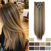 Cross 7-Piece Long Straight European American Wig Hair Extensions with 16 Clips