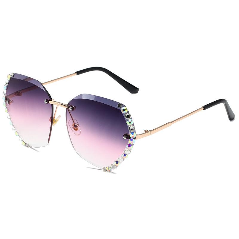 Vintage Fashion Oversized Rimless Sunglasses Women Luxury Brand Design Sexy Diamond Square Sun Glasses For Female