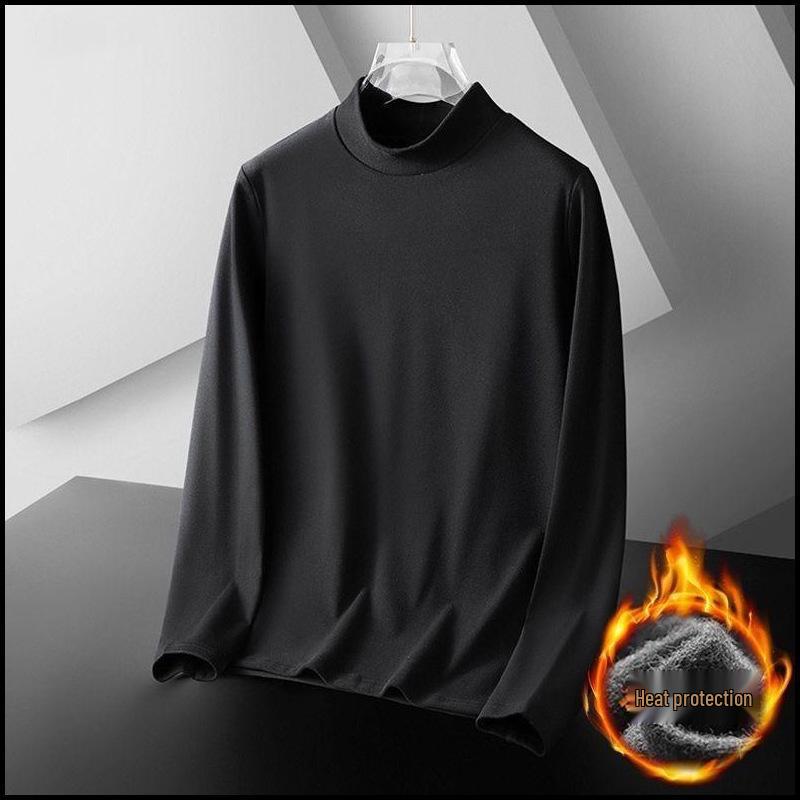 Męski aksamitny ciepły zestaw bielizny termoaktywnej z półgolfem: Szczotkowany polar, zatrzymujący ciepło, zimowa długa bielizna